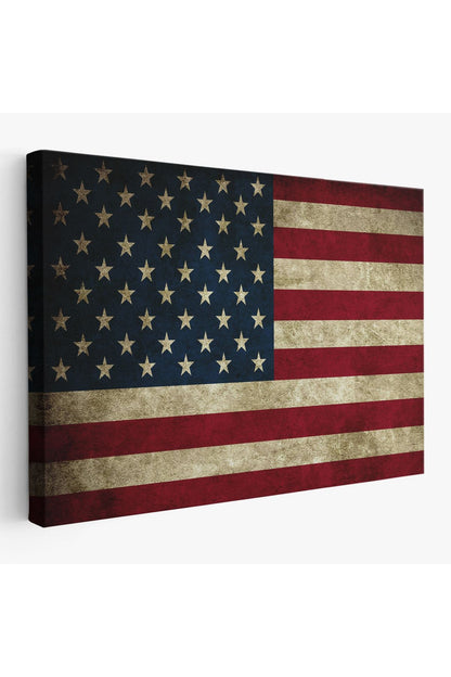 Amerika Birleşik Devletleri Bayrağı Rustik Kanvas Tablo-5412