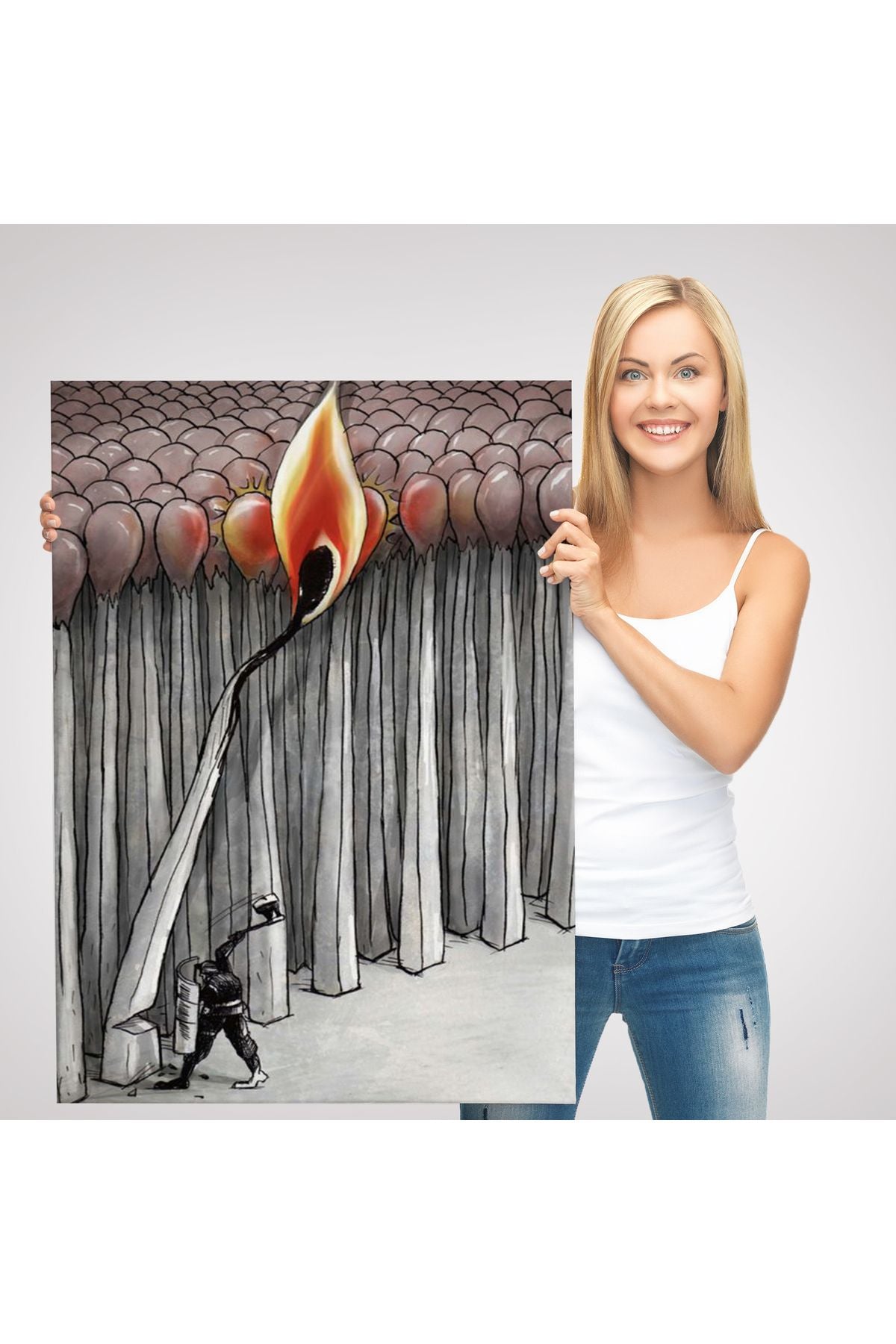 Bütün Uyuyanları Uyandırmaya Bir Uyanık Yeter Sürreal Duvar Tablosu-6070