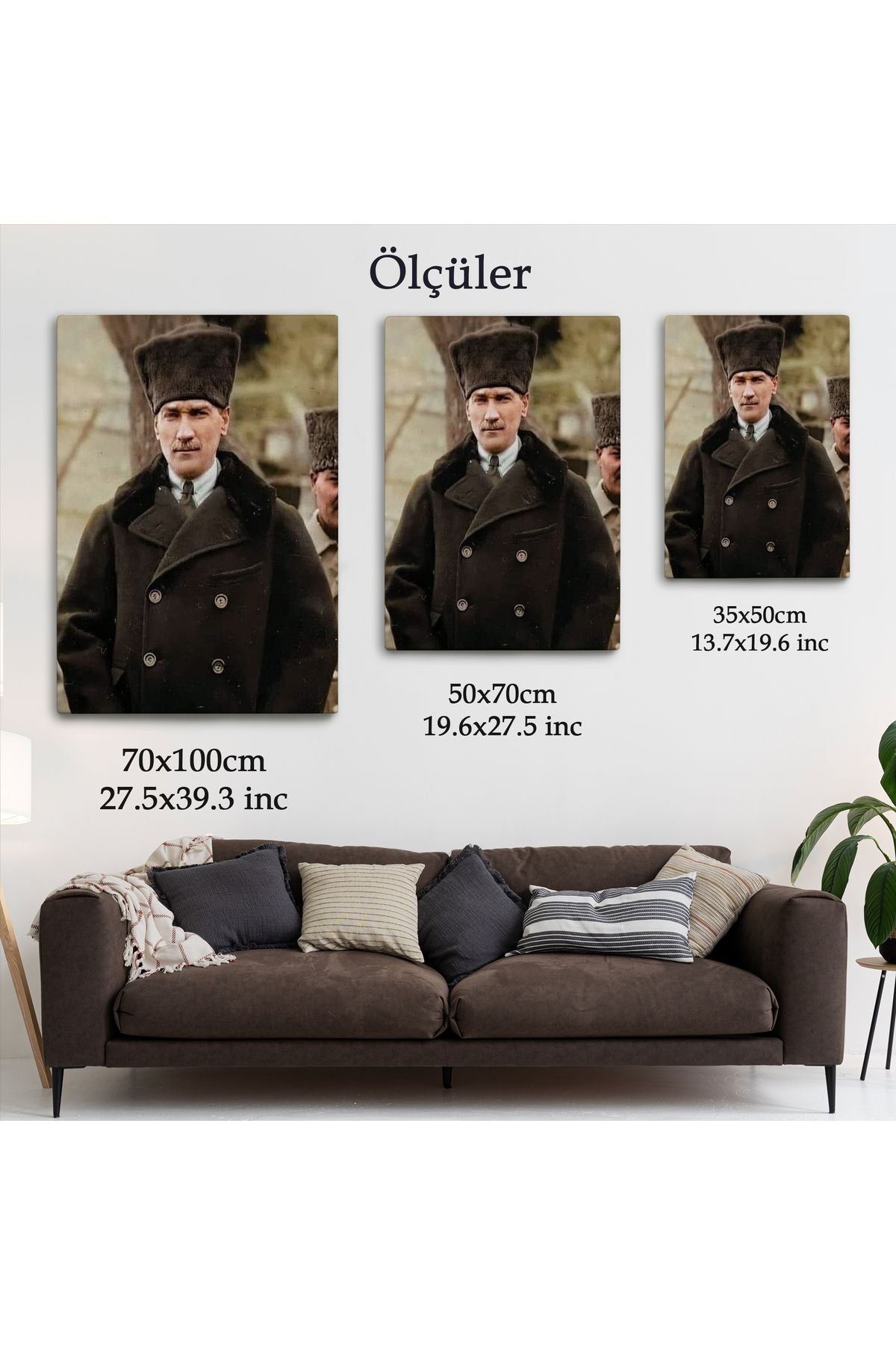 Atatürk Portre Tablosu Mustafa Kemal Atatürk Dikdörtgen Dekoratif Kanvas Tablo-FA-125