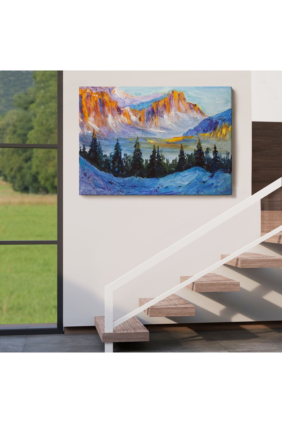 trndry seri001 Rusya Karlı Dağları Manzarası Duvar Tablosu-1235