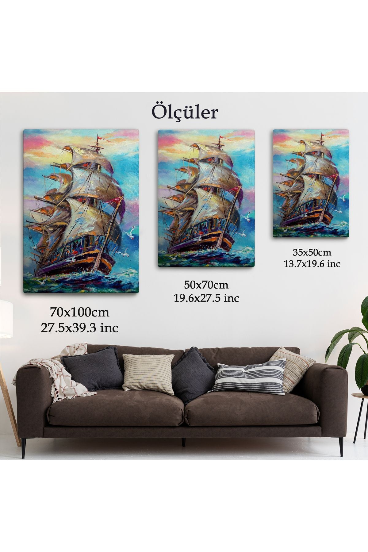 Yağlı Boya Görünümlü Yelkenli Kanvas Tablo-5999