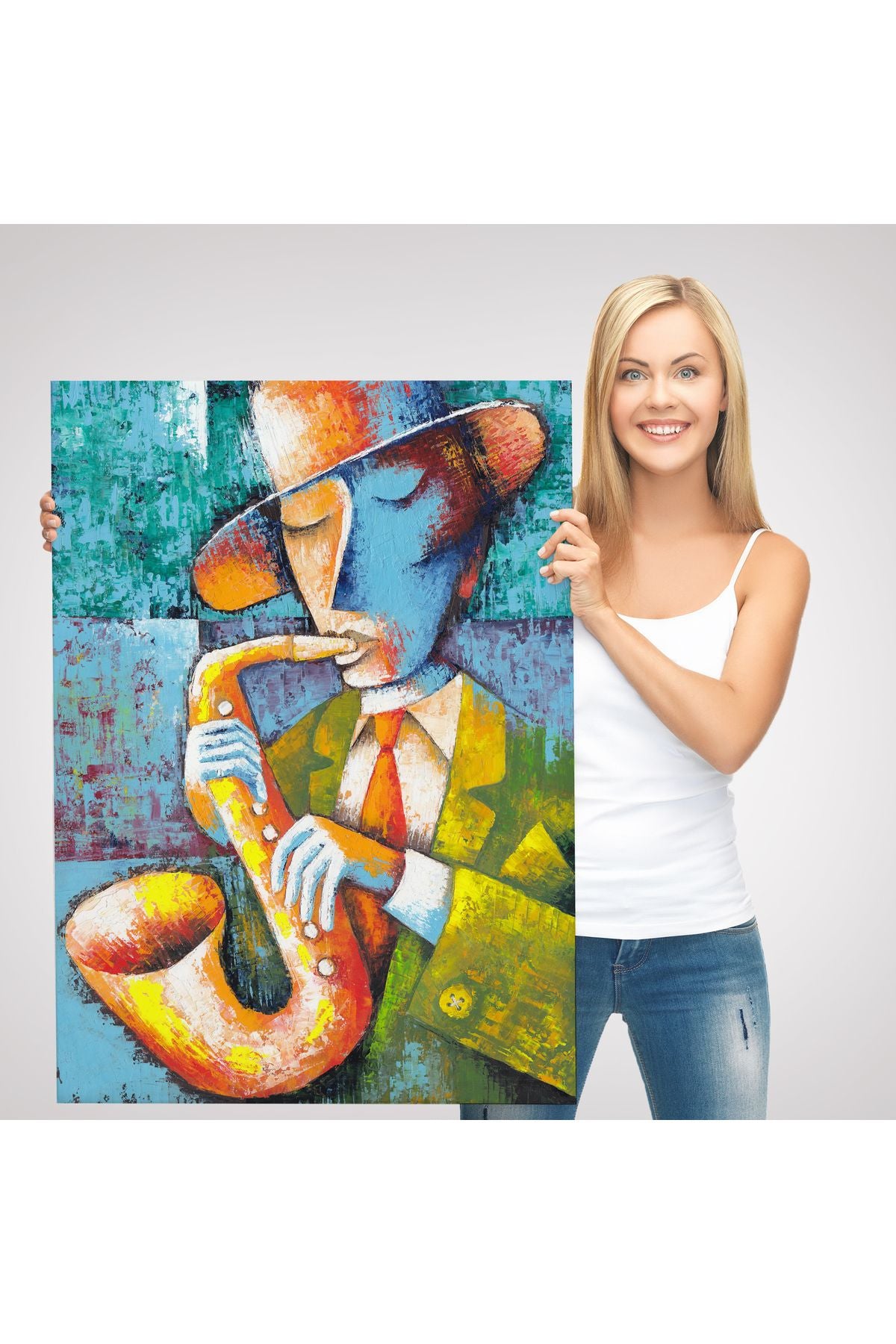 Saksafon Çalan Adam Kanvas Tablo-6461