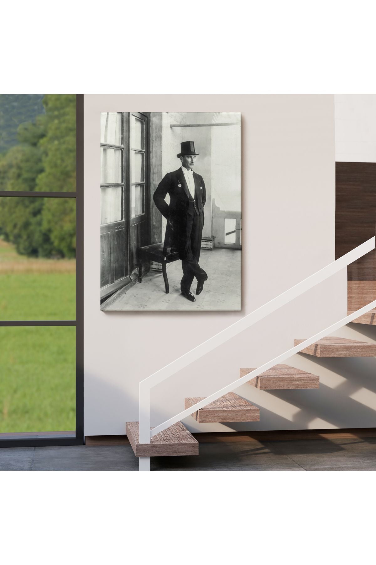 Atatürk Portre Tablosu Mustafa Kemal Atatürk Dikdörtgen Dekoratif Kanvas Tablo-CT-72