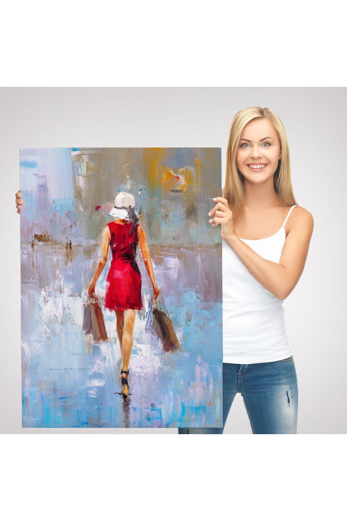 Terk Eden Kadın Yağlıboya Görünüm Dekoratif Kanvas Duvar Tablosu-5956