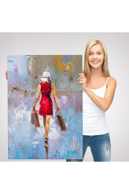 Terk Eden Kadın Yağlıboya Görünüm Dekoratif Kanvas Duvar Tablosu-5956