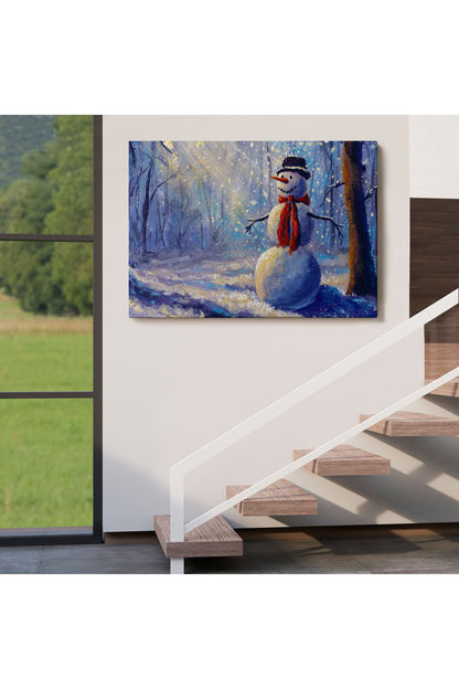 YB Ormanında Güneş Işınlarıyla Aydınlatılan Kardanadam Tablosu-1239