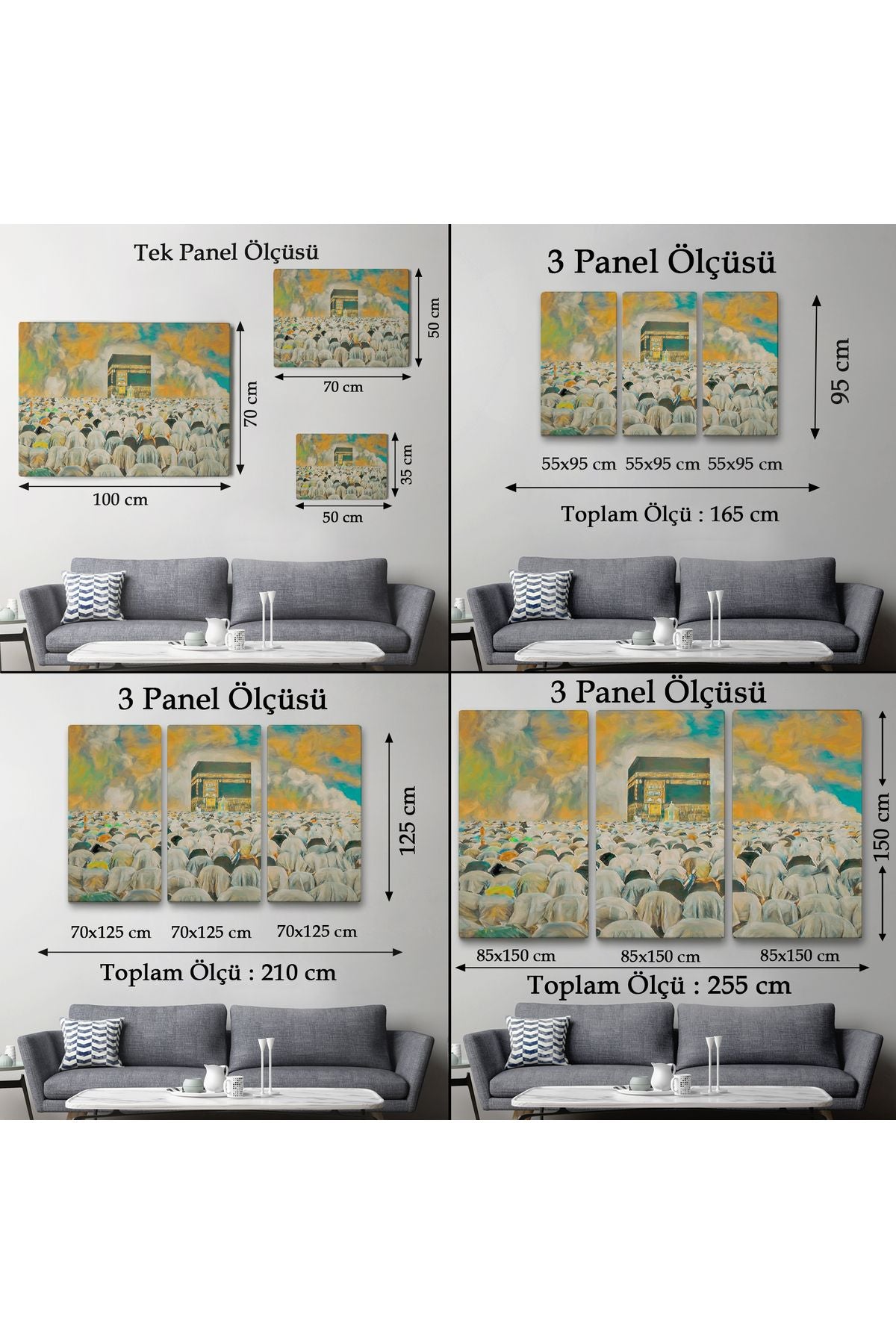 Mekke Kabe'de Kılınan Namazın Muhteşem Görüntüsü Kanvas Tablo-5052