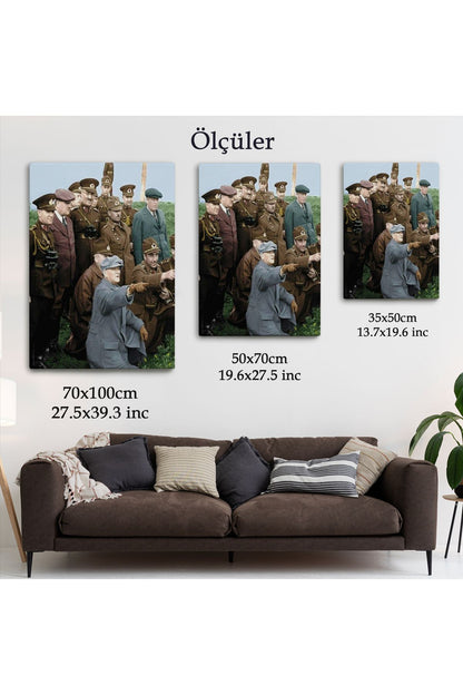 Atatürk Silah Arkadaşları İle Cephede Dekoratif Duvar Tablosu-6211