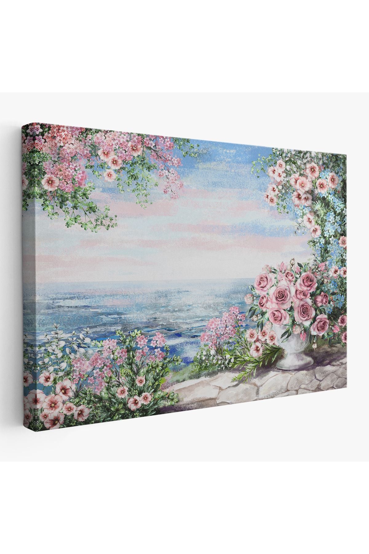 Okyanus Manzaralı Yağlıboya Görünüm Dekoratif Kanvas Duvar Tablosu-3509