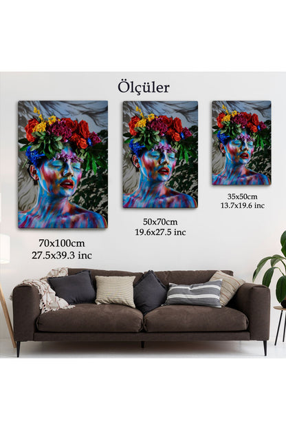 HG Çiçek Taçlı Kız Duvar Tablosu-5990