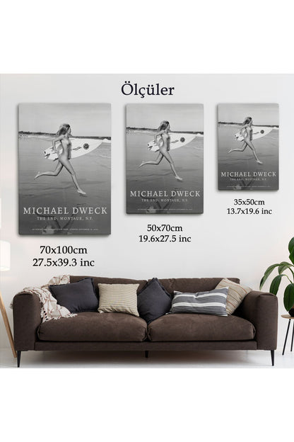 Çıplak Sörfçü Kadın Kanvas Tablo-5241