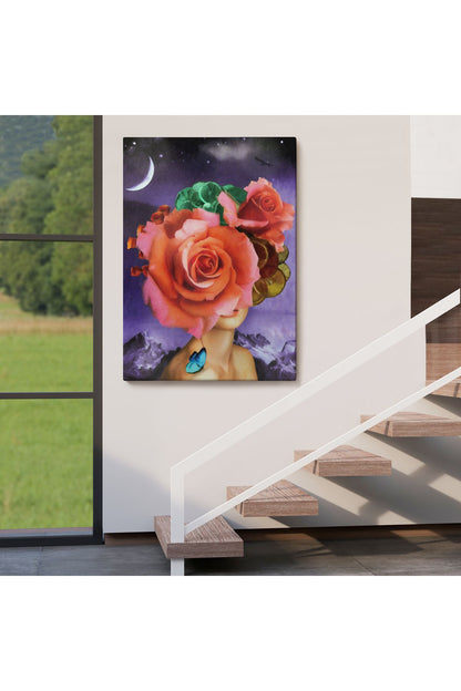 Gül Başlı Kadın Modern Sanat Tablosu-5998