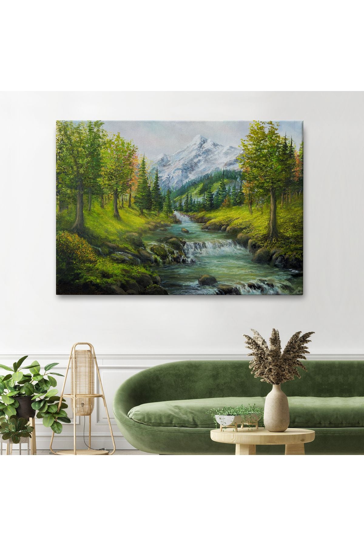 Karlı Dağlar ve İlk bahar Manzarası Duvar Tablosu-3527