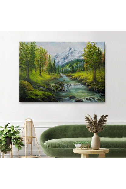 Karlı Dağlar ve İlk bahar Manzarası Duvar Tablosu-3527