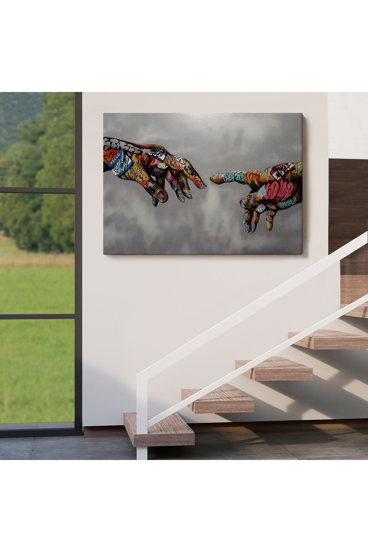 Tanrının Eli Tablo, Hıristiyanlara Hediye, İncil Severler, Banksy Graffiti Sanatı-5415