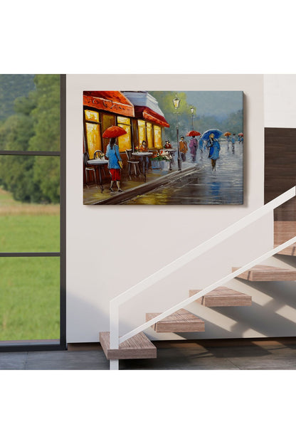Yağmurlu Bir Gün Yağlıboya Görünüm Dekoratif Kanvas Duvar Tablosu-3669