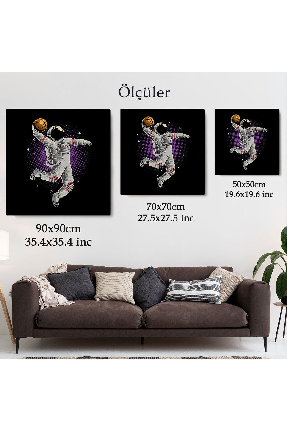 Ay'da Basketbol Oynayan Astronot Kanvas Tablo-5068