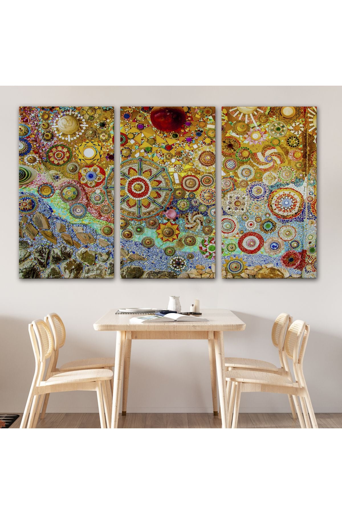 Sanatsal Mozaik Cam Dekoratif Kanvas Duvar Tablosu-3463