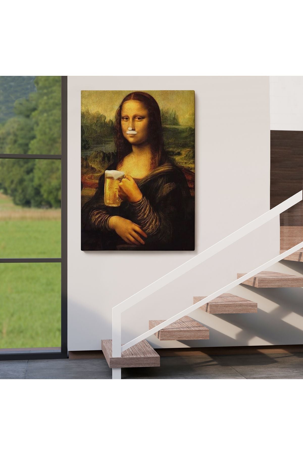 Bira İçme Mona Lisa Kanvas Tablo, Olağandışı Mona Lisa Kanvas Tablo-5219
