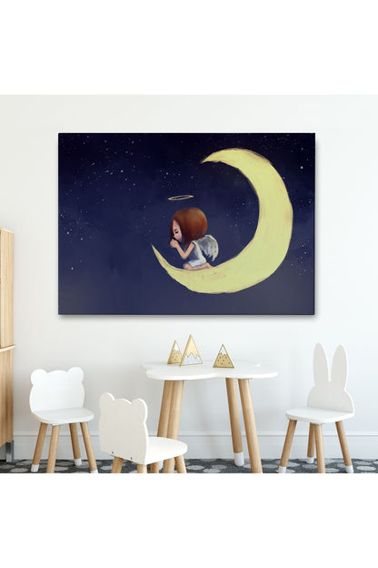 YB HG Ay'da Diz Çöküp Dua Eden Melek Kızın Tablosu-1210