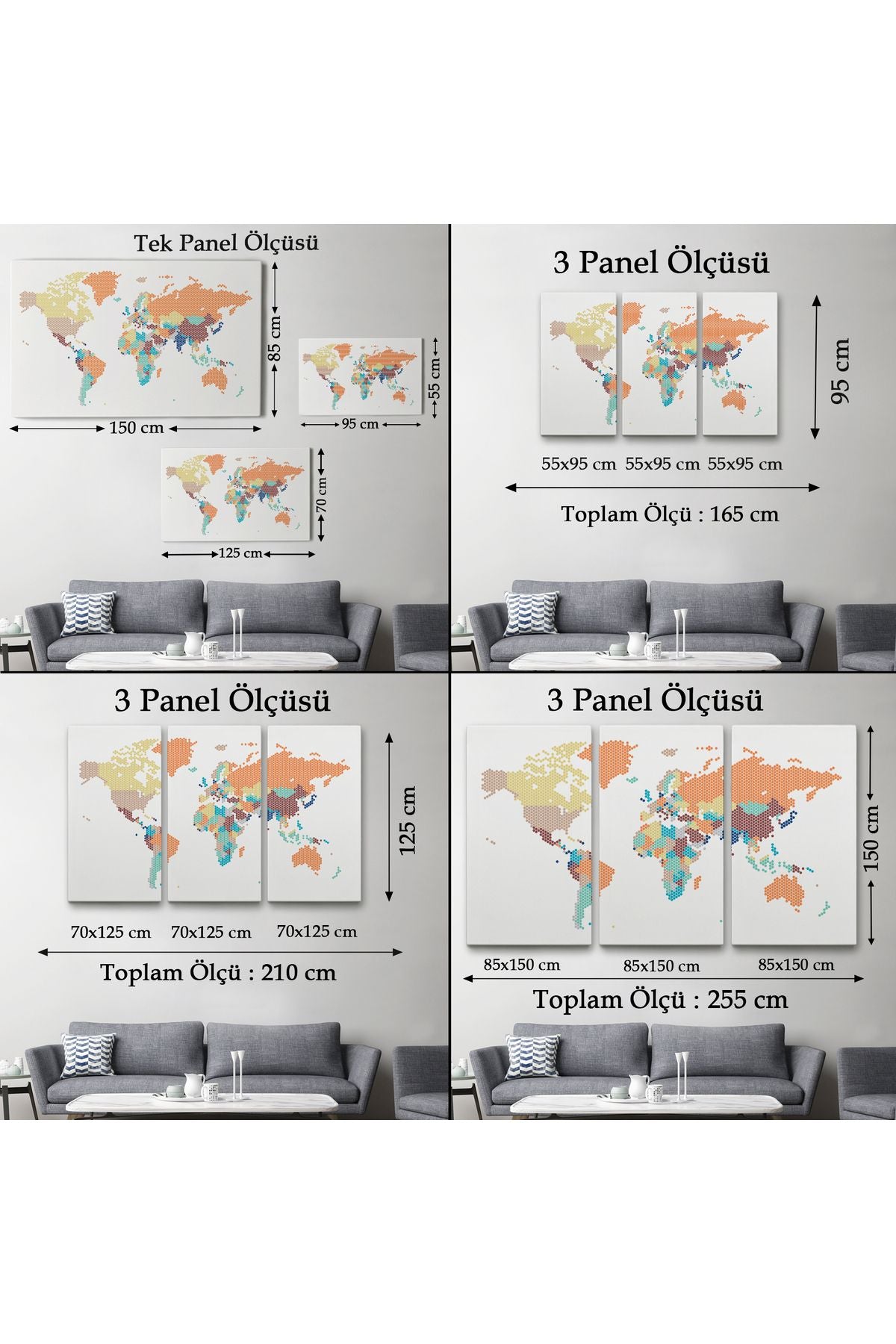 Dünya Haritası Dekoratif Kanvas Tablo 1061