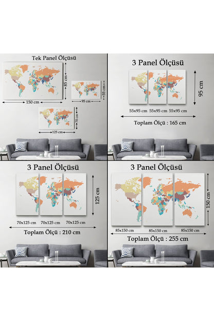 Dünya Haritası Dekoratif Kanvas Tablo 1061