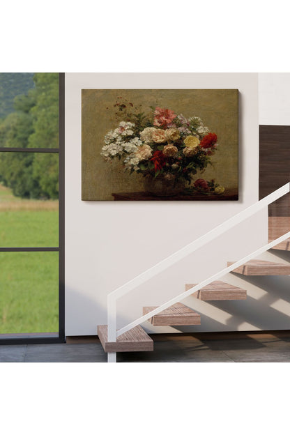 YB HG Vazodaki Renkli Çiçekler Duvar Tablosu-3493