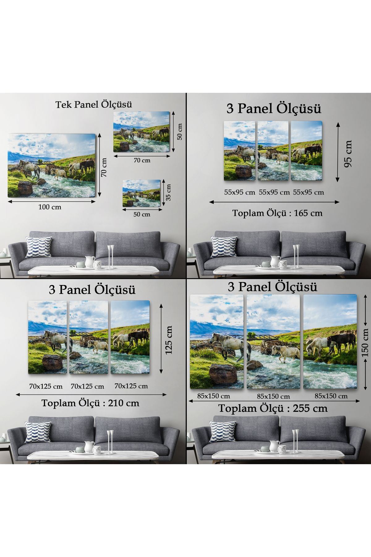 Dereden Geçen Atlar Manzaralı Dekoratif Kanvas Tablo 1169