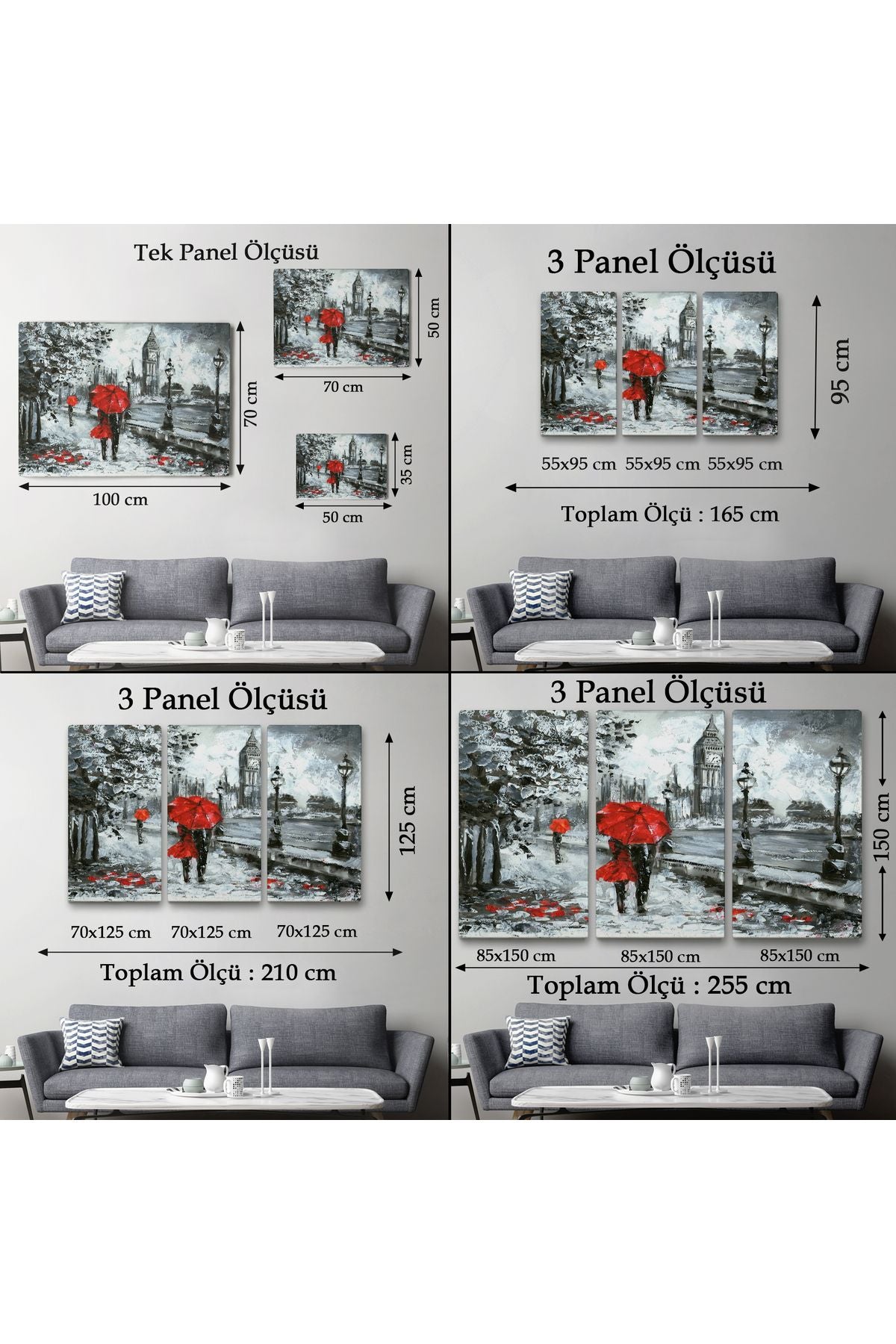 Londra Sokakları Yağlıboya Görünüm Dekoratif Kanvas Duvar Tablosu-3497