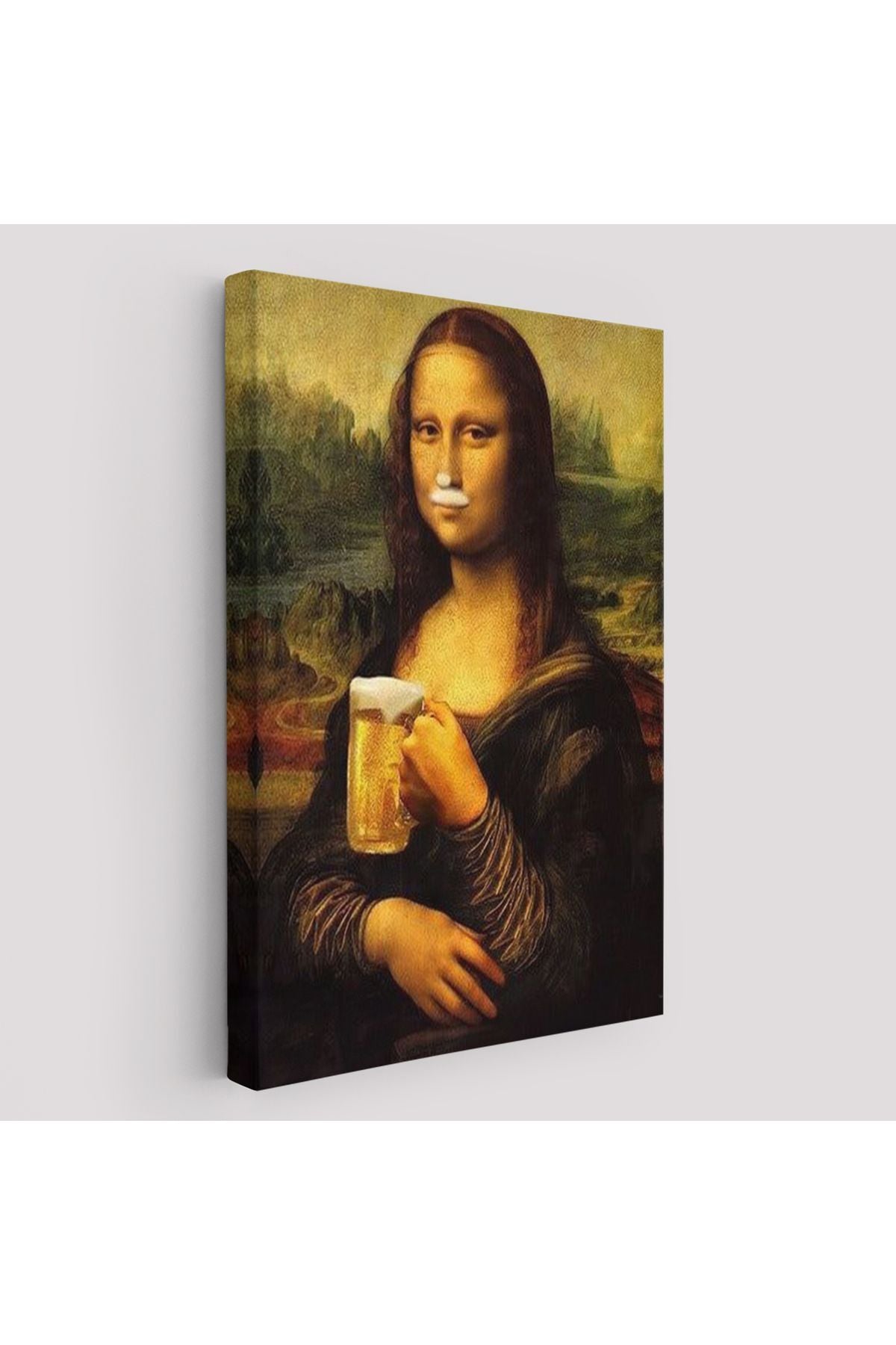 Bira İçme Mona Lisa Kanvas Tablo, Olağandışı Mona Lisa Kanvas Tablo-5219