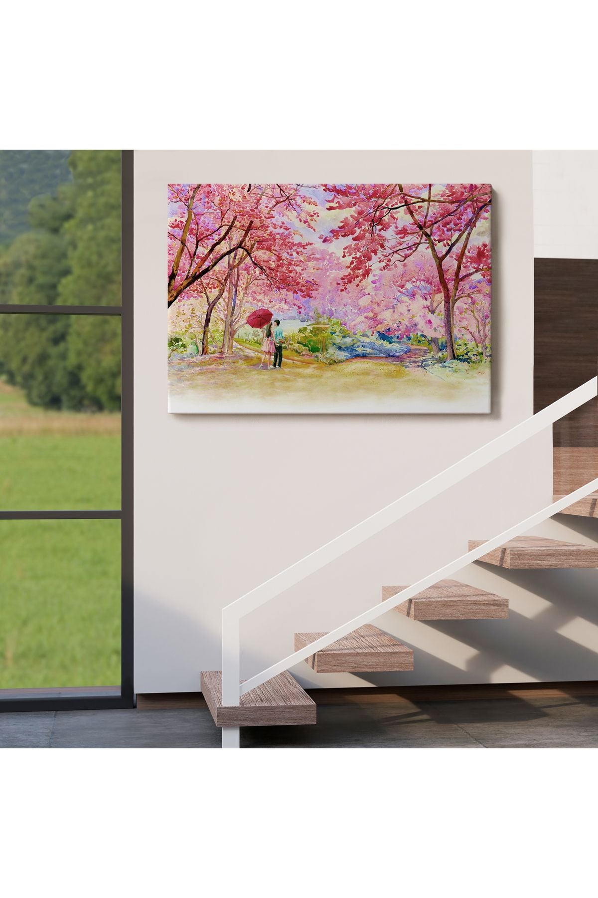 Sakura Ağacının Altındaki Sevgililer Kanvas Tablo-5082