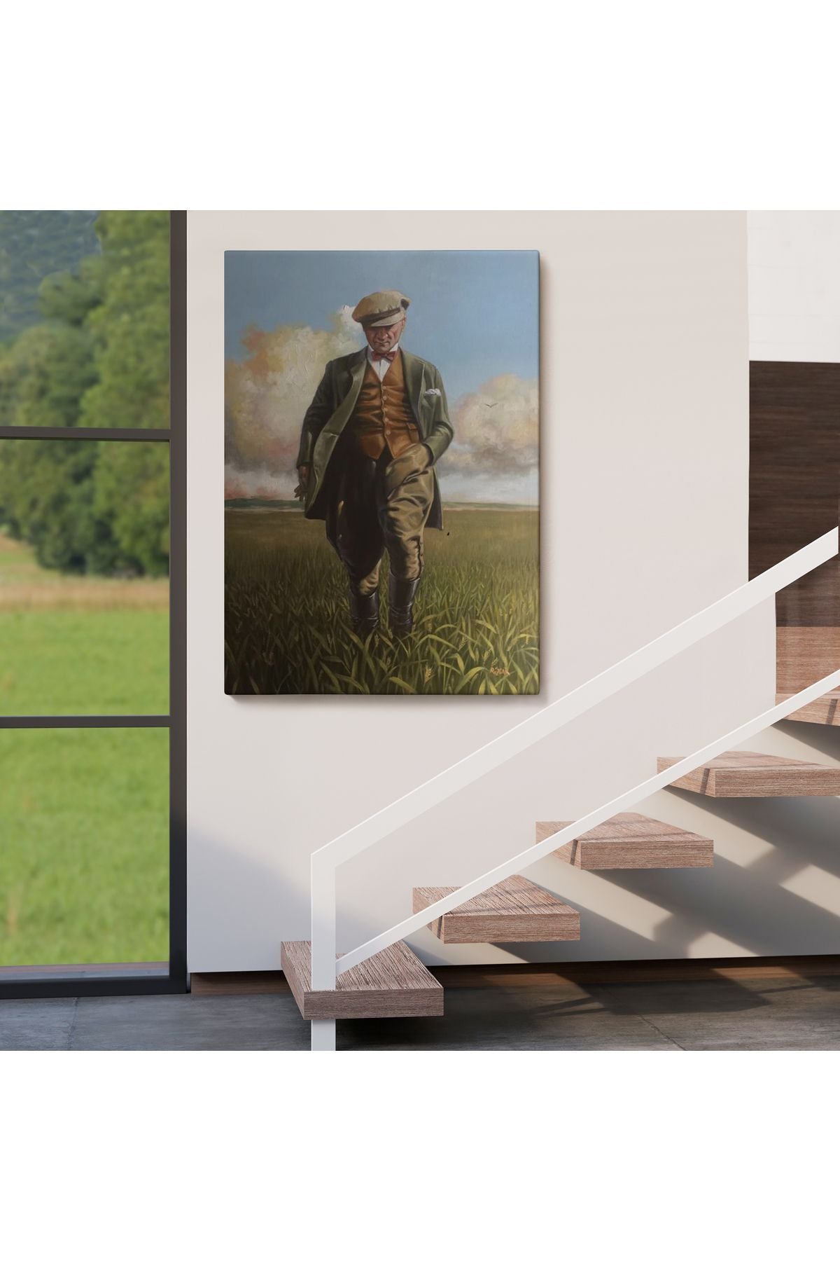 Tarlada Yürüyen Mustafa Kemal Atatürk Duvar Tablosu-6132