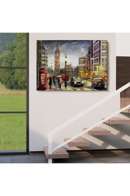 Ingiltere Londra Da Gece Yağlıboya Görünüm Dekoratif Tablo-3542