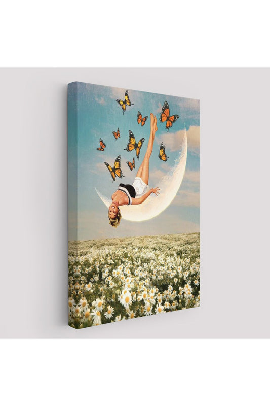 Papatya Tarkası Üzerındeki Mutlu Kadın Duvar Tablosu-6274