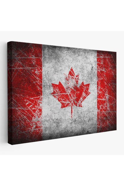 Kanada Bayrağı Rustik Kanvas Tablo, Kanada Bayrağı Tablo, Ev ve Ofis Dekoru-5403