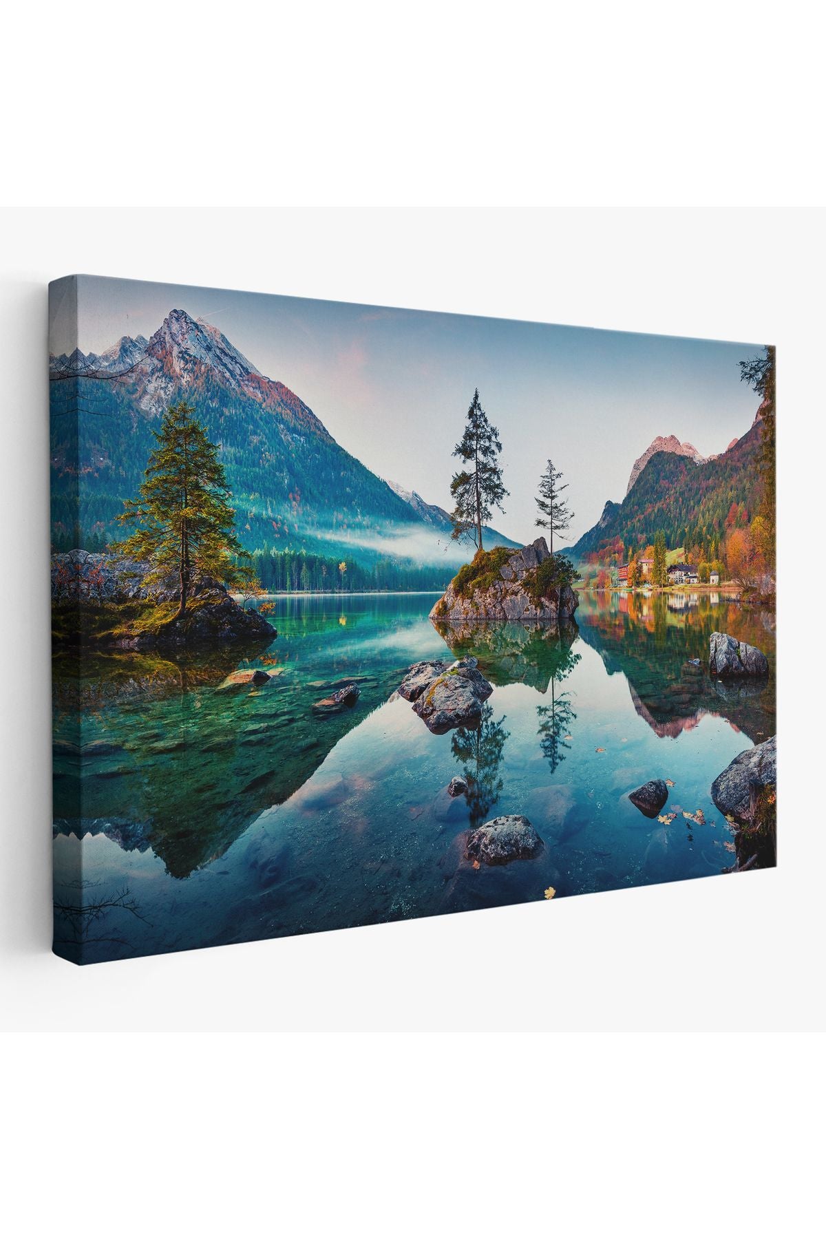 Özel Tasarım, Dekortif BaskıHintersee Gölü Almanya Dekoratif Kanvas Duvar Tablosu-3563