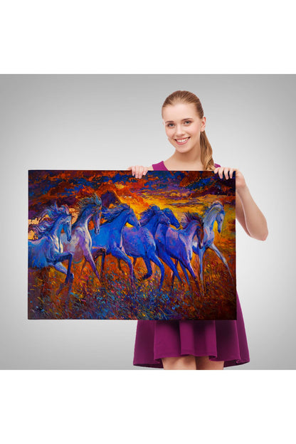YB Koşan Atlar Dekoratif Kanvas Duvar Tablosu-3725