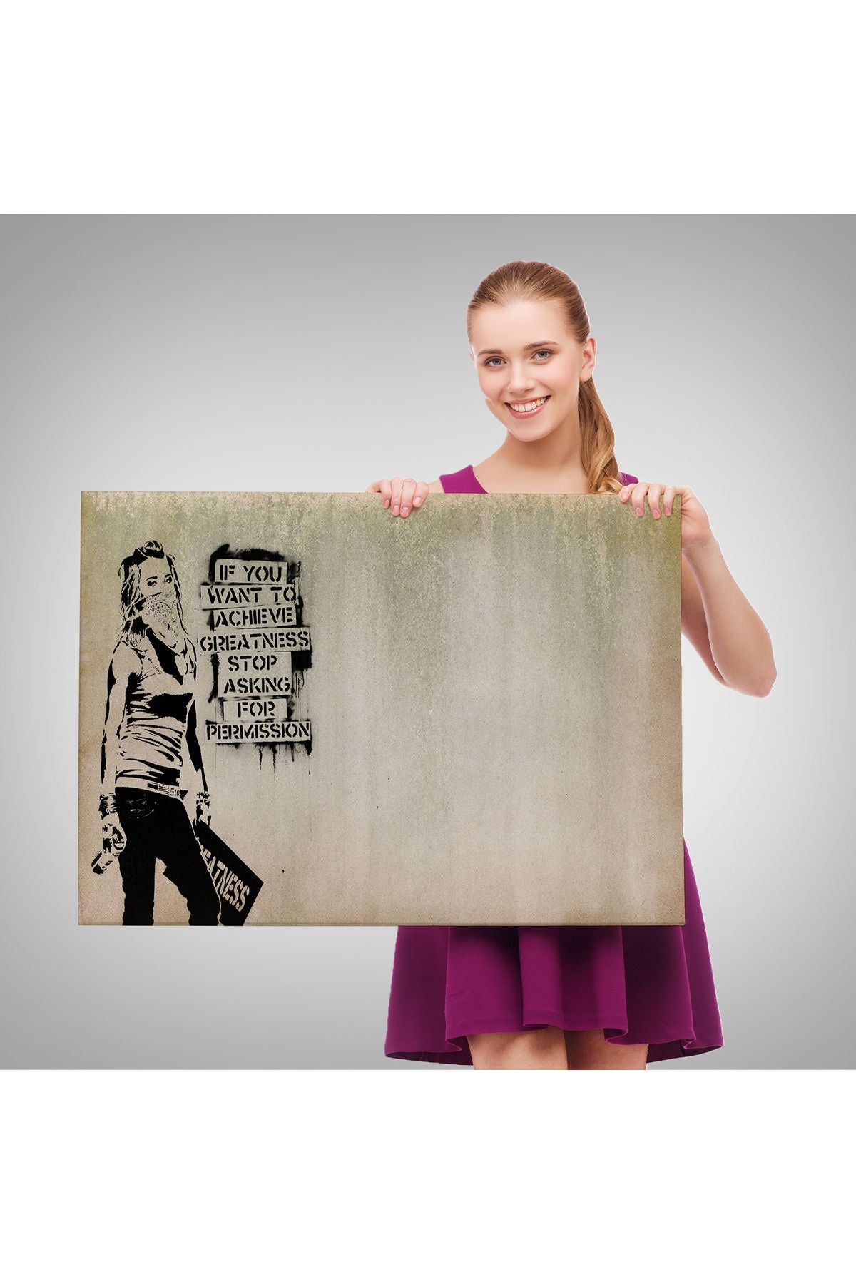 Banksy, Büyük İşler Yapmak İstiyorsanız İzin İstemeyi Bırakın Yazan Tablo-5003