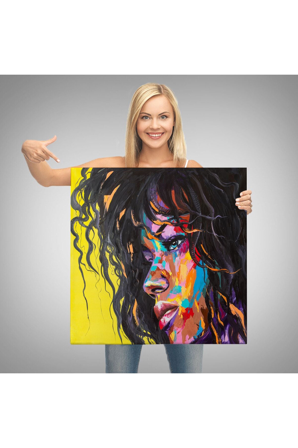Renkli Kadın Kanvas Tablo-5905