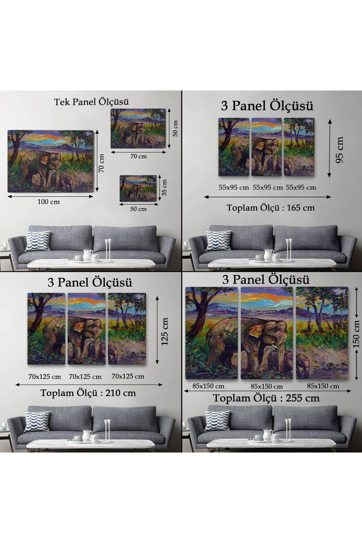 Ormandaki Yavru Fil ve Anne Fil Tablosu-1242