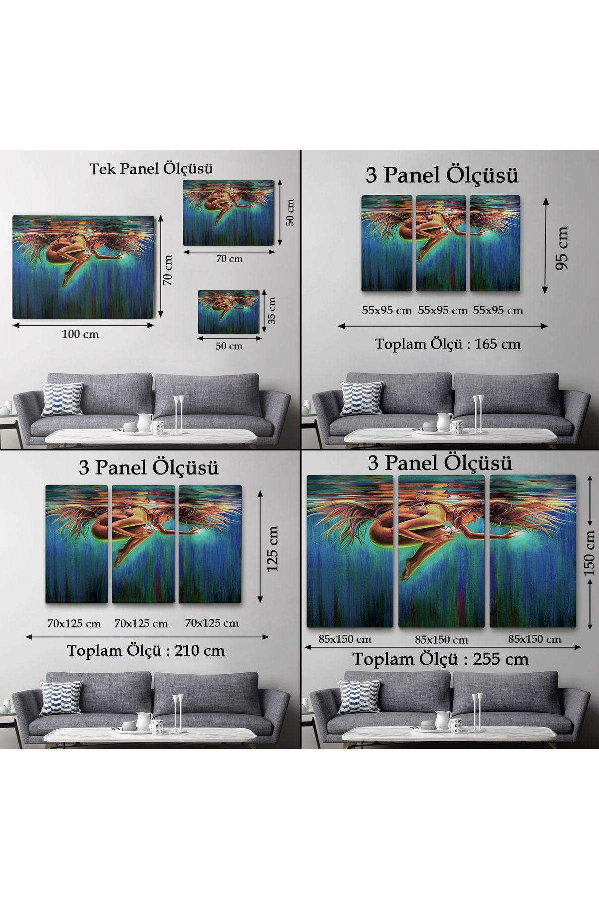 YB Su Altındaki Kadın Dekoratif Duvar Tablosu-6653