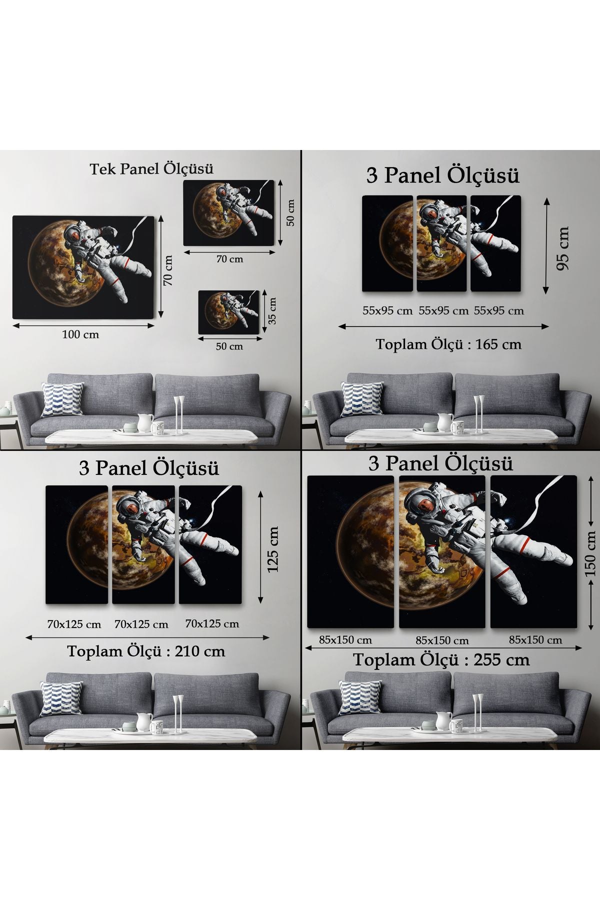 Gezegenin Arka Planındaki Astronot Kanvas Duvar Tablosu-1182