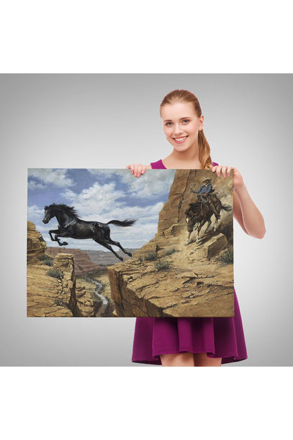 Atı Yakalamaya Çalışan Kavboy Tablosu-6537