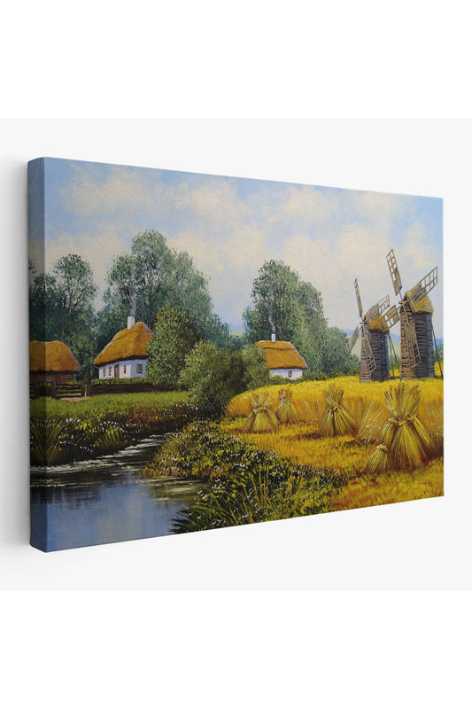 Ukrayna Köy Evi Dekoratif Kanvas Duvar Tablosu-3675