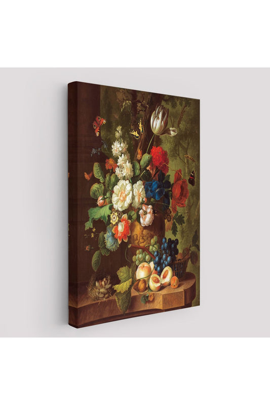 Çiçekler ve Meyveler Yağlıboya Görünüm Dekoratif Kanvas Duvar Tablosu-5939