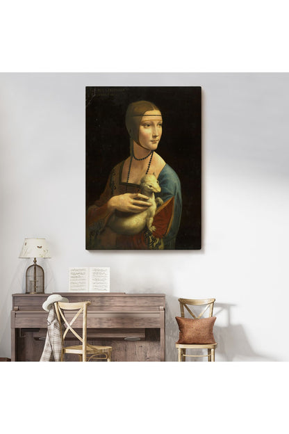 Ermine Leonardo Da Vinci'nın Kakımlı Kadın Eseri Kanvas Tablo / The Lady with Bangs-5113