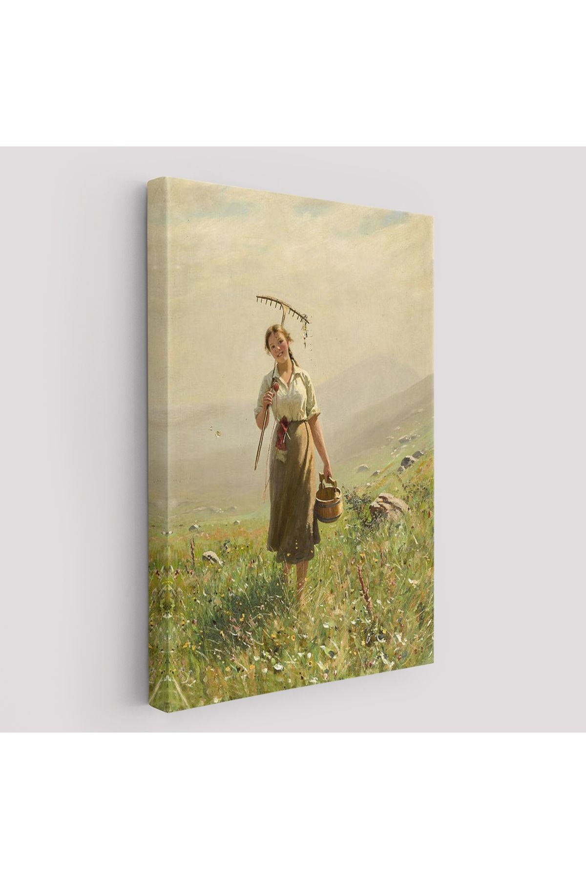Çayırda Yüreyen Köylü Kızı Duvar Tablosu-6324