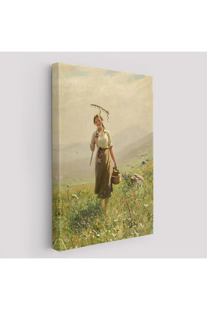 Çayırda Yüreyen Köylü Kızı Duvar Tablosu-6324