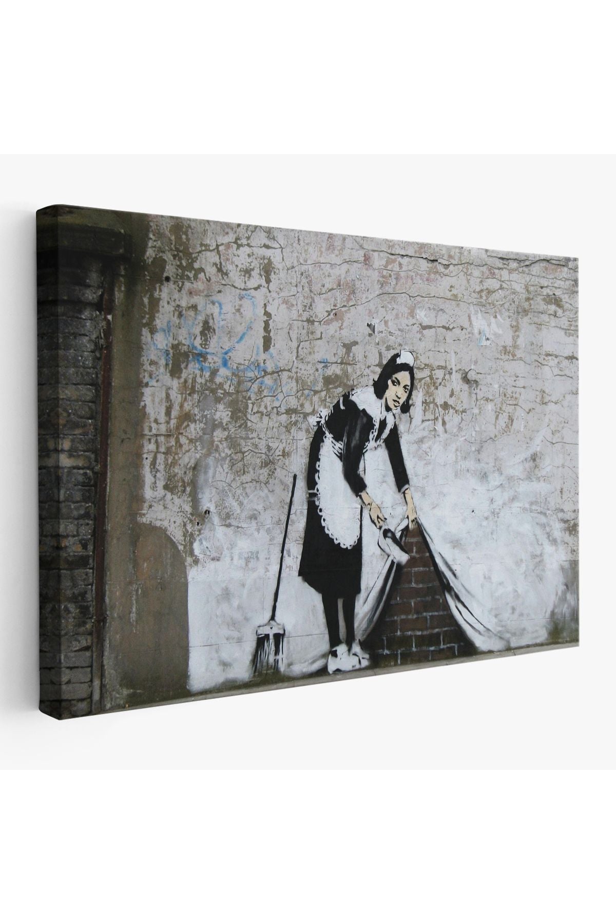 Banksy'nin Londra Sokaklarını Süpüren Temizlikçi Kadın Kanvas Tablosu-5004