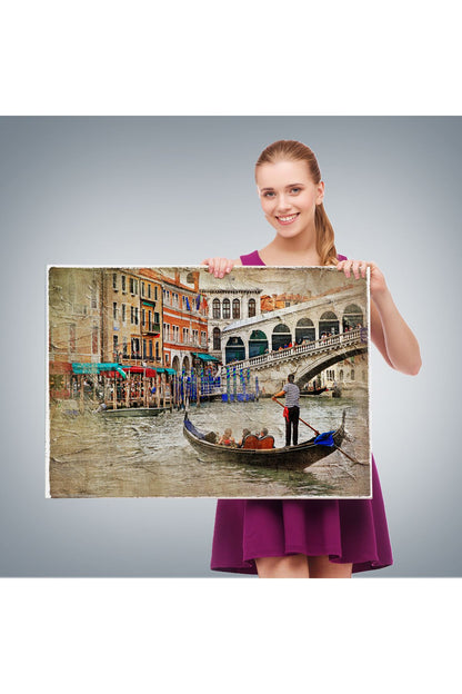 Venedik Kanalları Yağlıboya Çalışması Dekoratif Tablo-3427